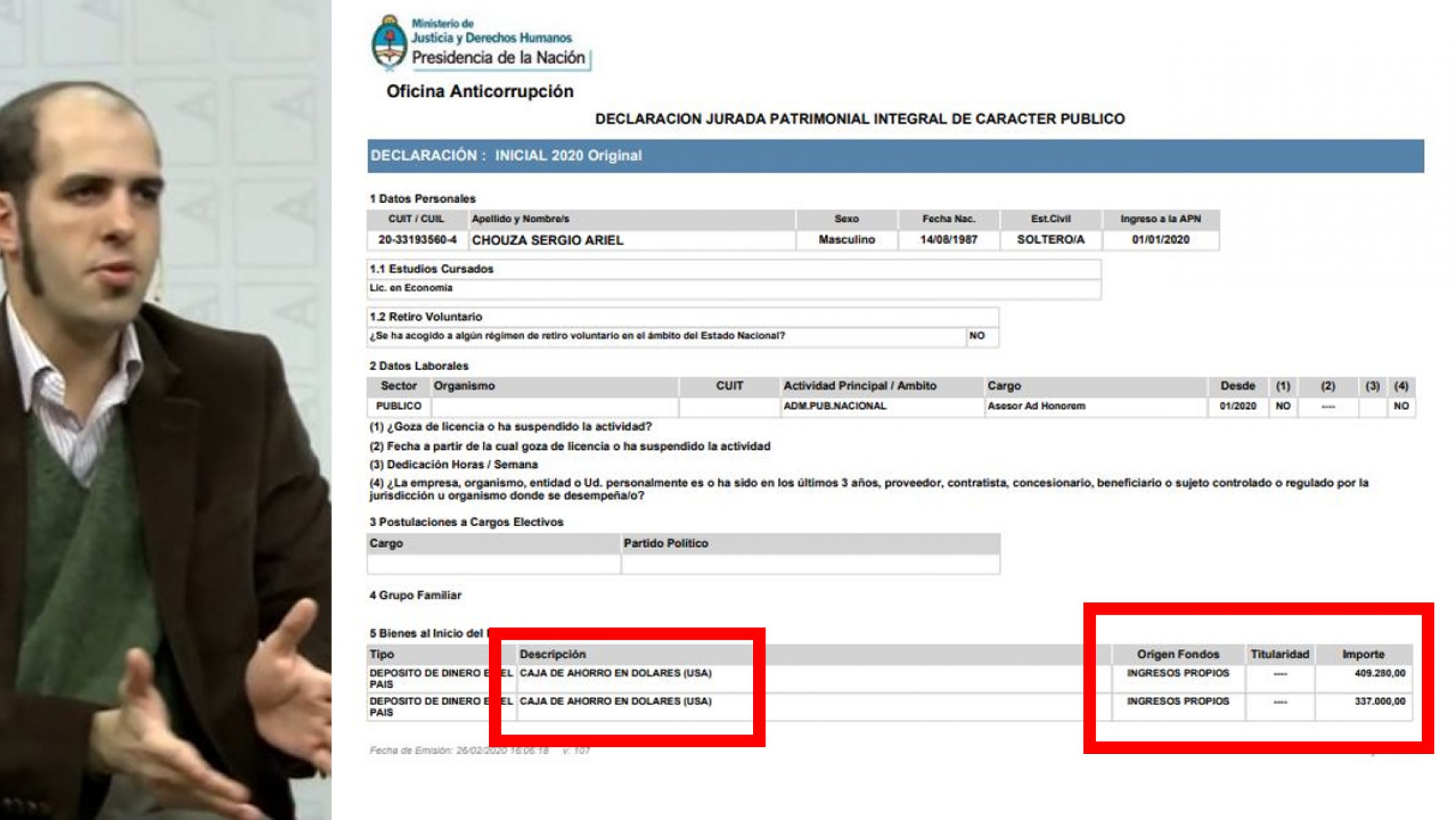 Asesor del Gobierno recomienda "ahorrar en pesos", pero tiene declarados ahorros en dólares
