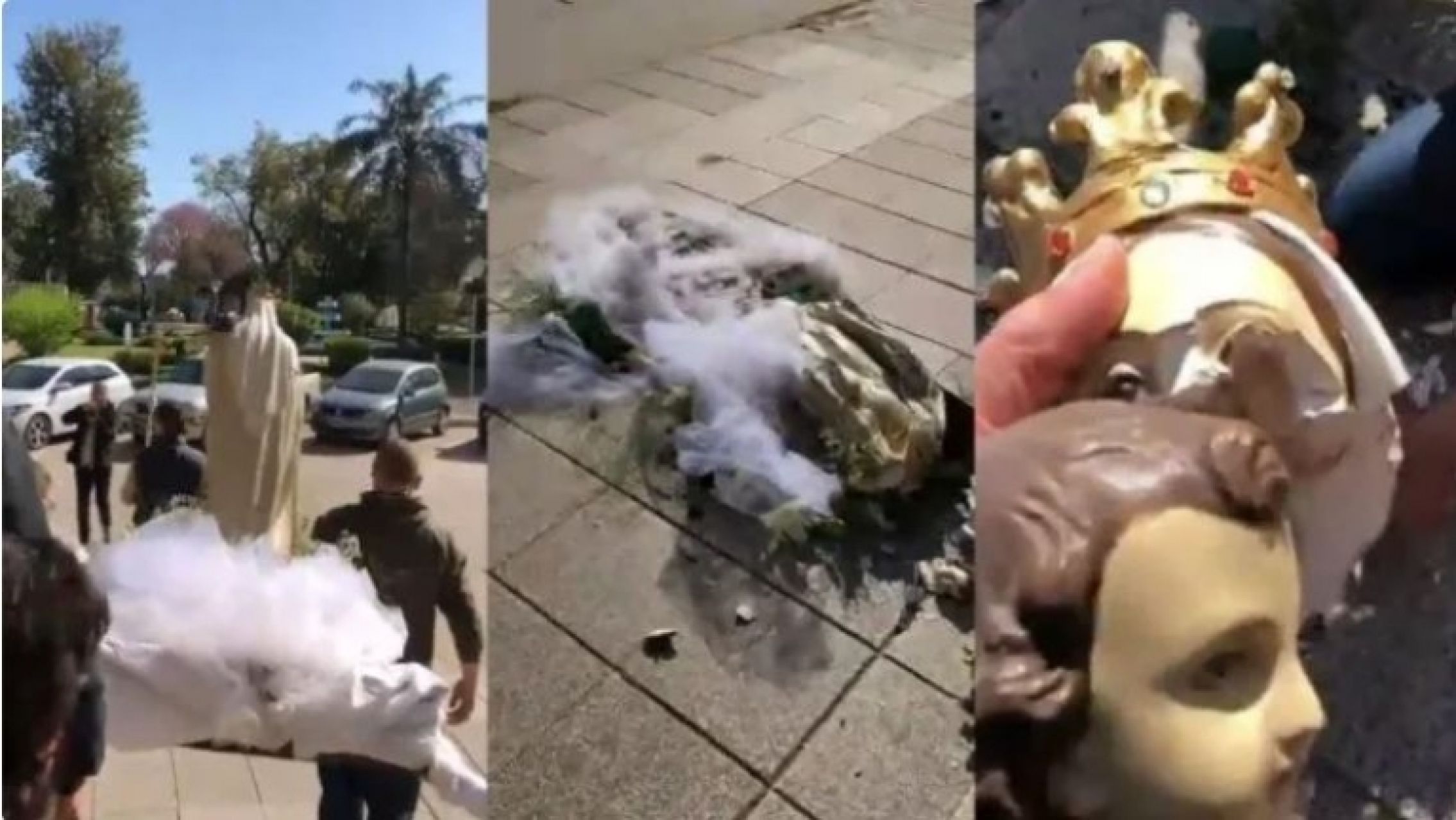 Una imagen de la virgen se cayó antes de iniciar una procesión en Santa Fe y se hizo pedazos