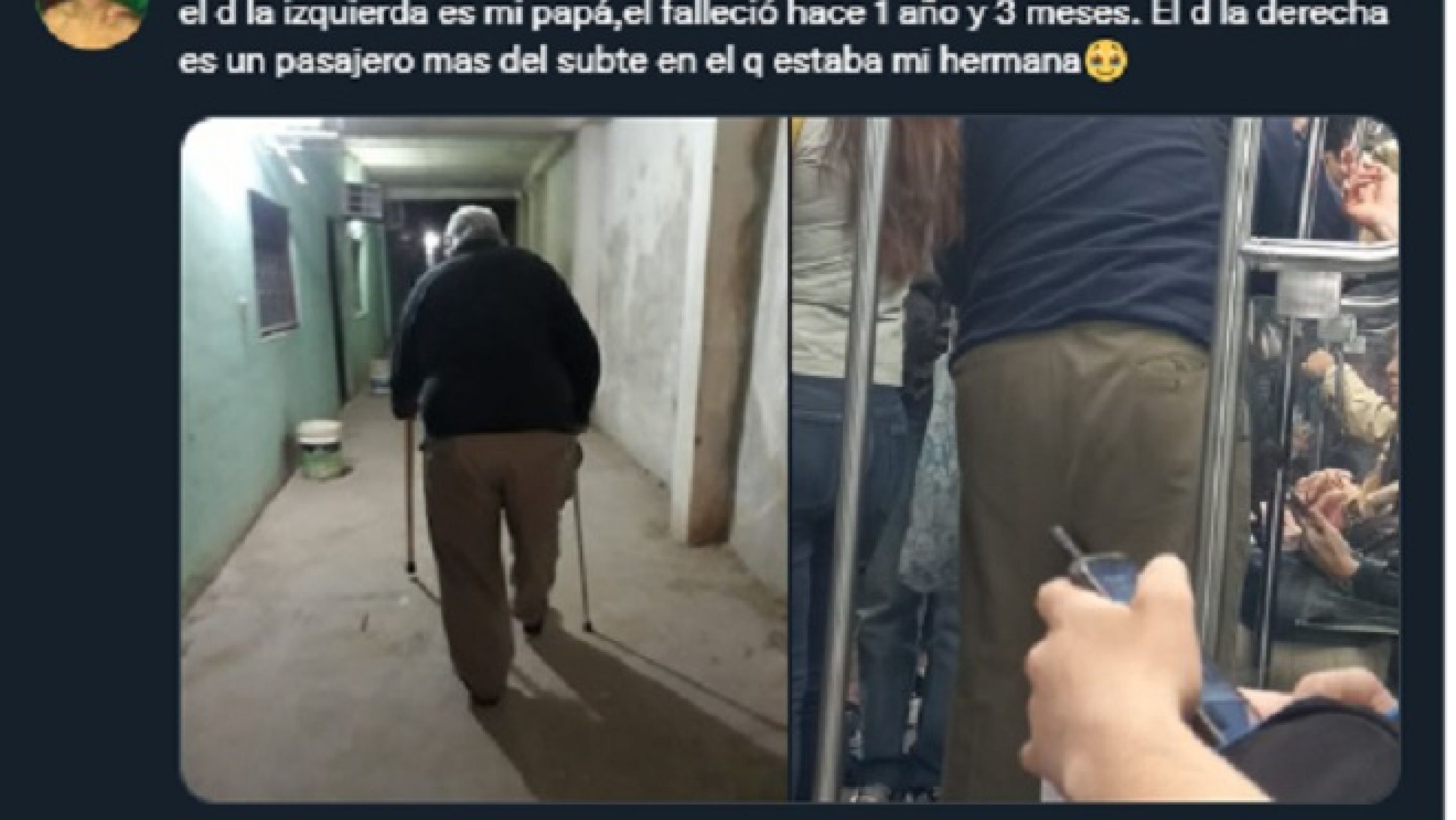 Vio en el subte a su "papá" fallecido hacía un año, la foto se hizo viral y generó un hilo de historias estremecedoras