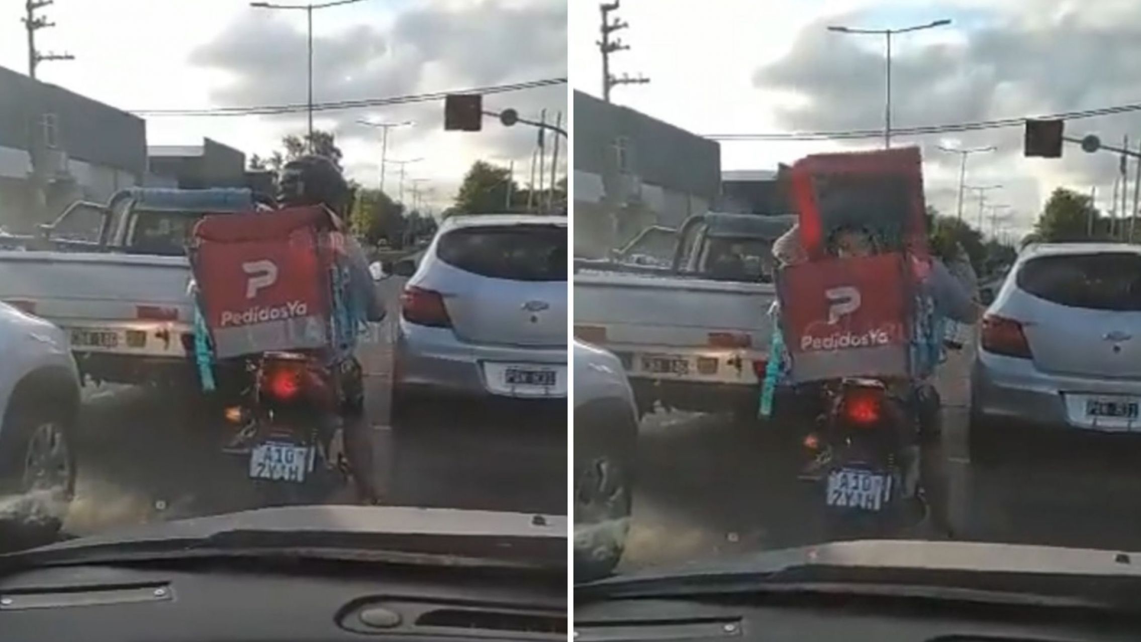 Polémica en La Plata: un repartidor llevaba a un niño en la caja de pedidos