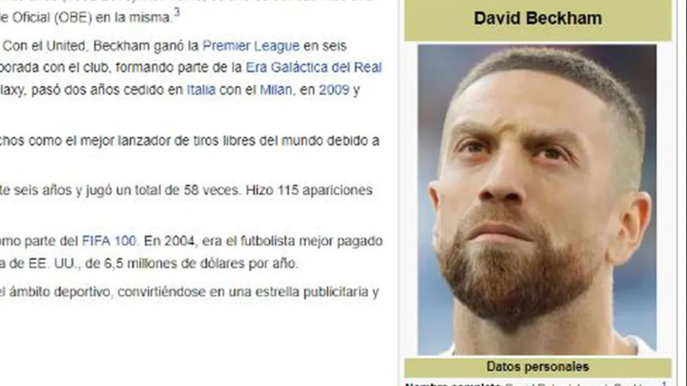 El "Papu" Gómez o David Beckham: Wikipedia se suma al chiste del momento