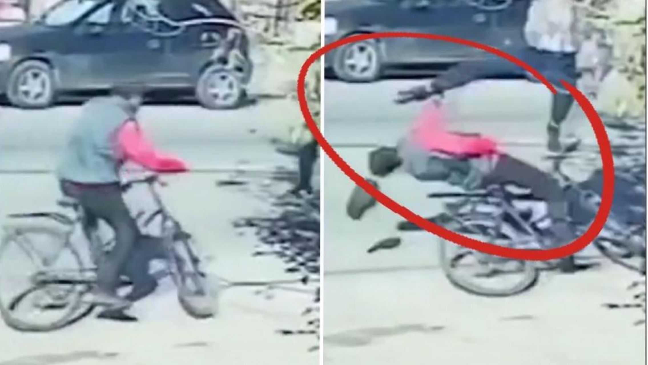 Delincuente robó una bici a un abuelo y un vecino lo ajustició de una patada