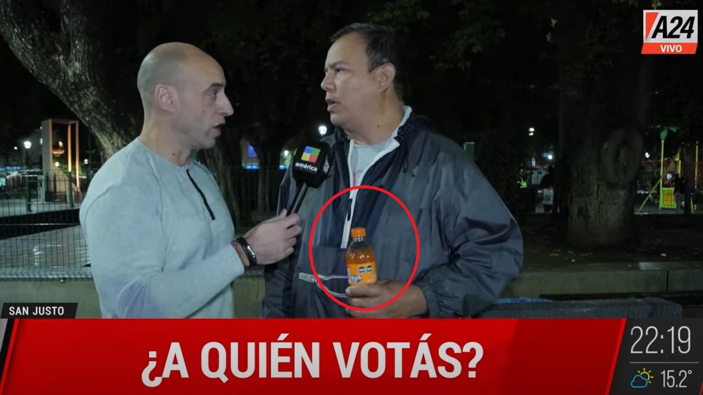 Fueron a hacer un móvil en vivo y todos los votantes de Larreta llevaban gaseosas: eran extras y saltó la ficha