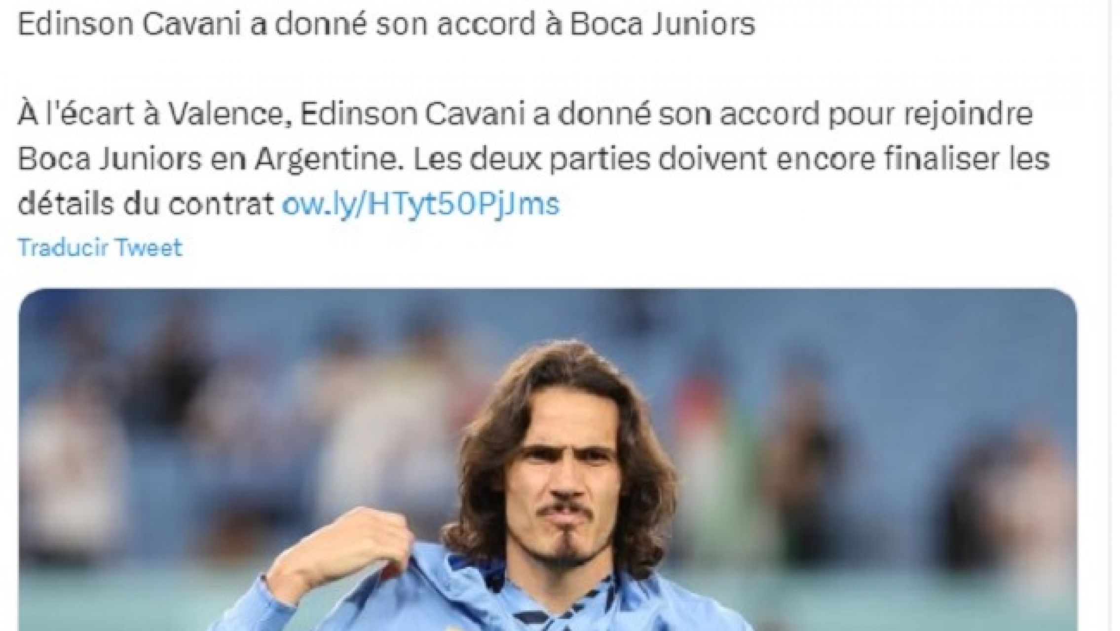 Según el Diario L'Equipe de Francia, Cavani ya es jugador de Boca