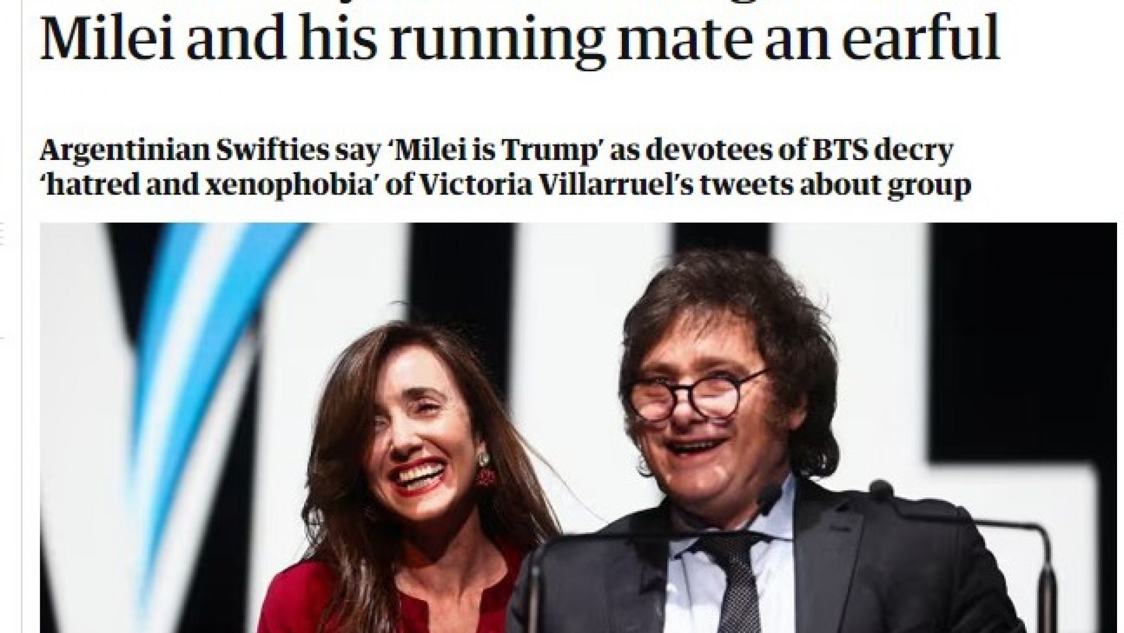 En Inglaterra se hicieron eco de la pelea de Milei contra la BTS Army y las Swifties