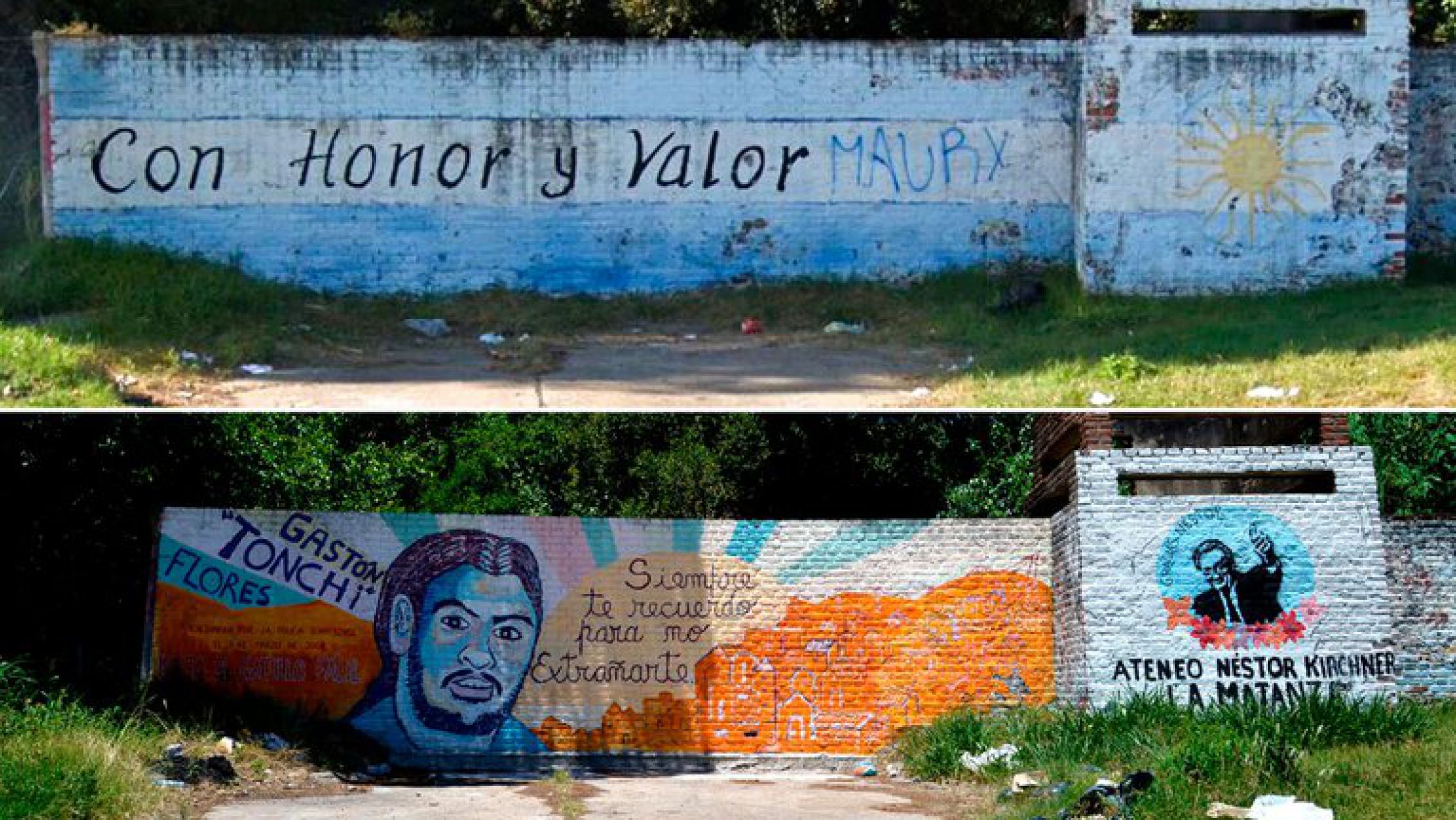 Kirchneristas taparon un mural que homenajeaba a los caídos que defendieron el regimiento de La Tablada