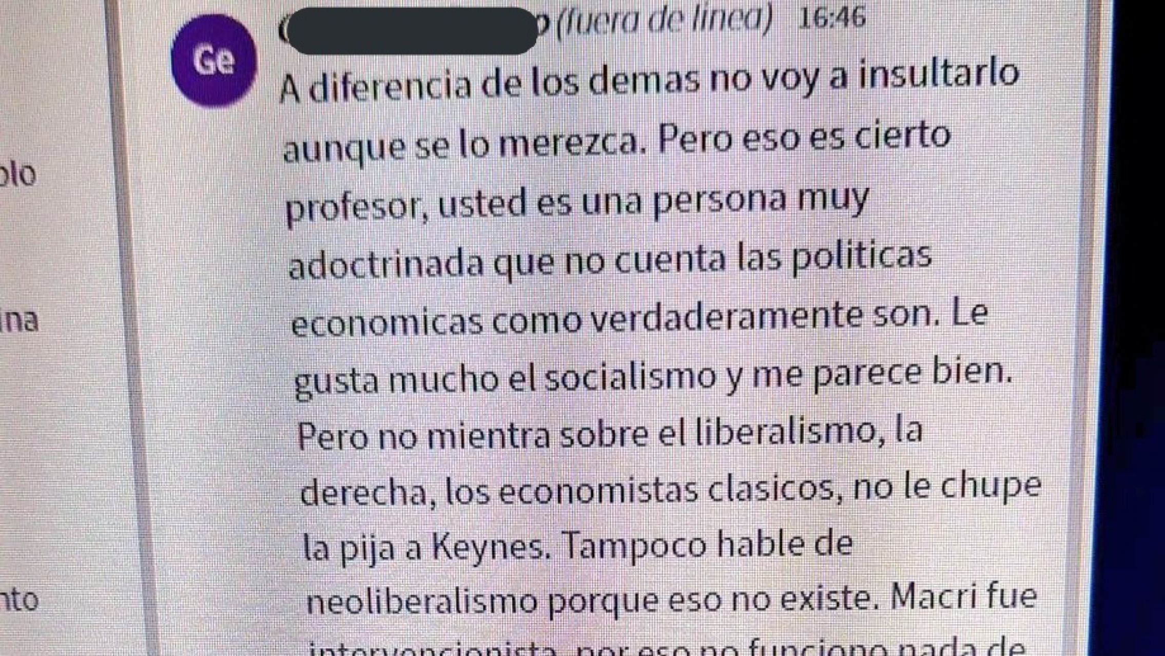 Alumnos repudiaron en plena clase a un profesor de izquierda y lo acusaron de adoctrinar a sus compañeros