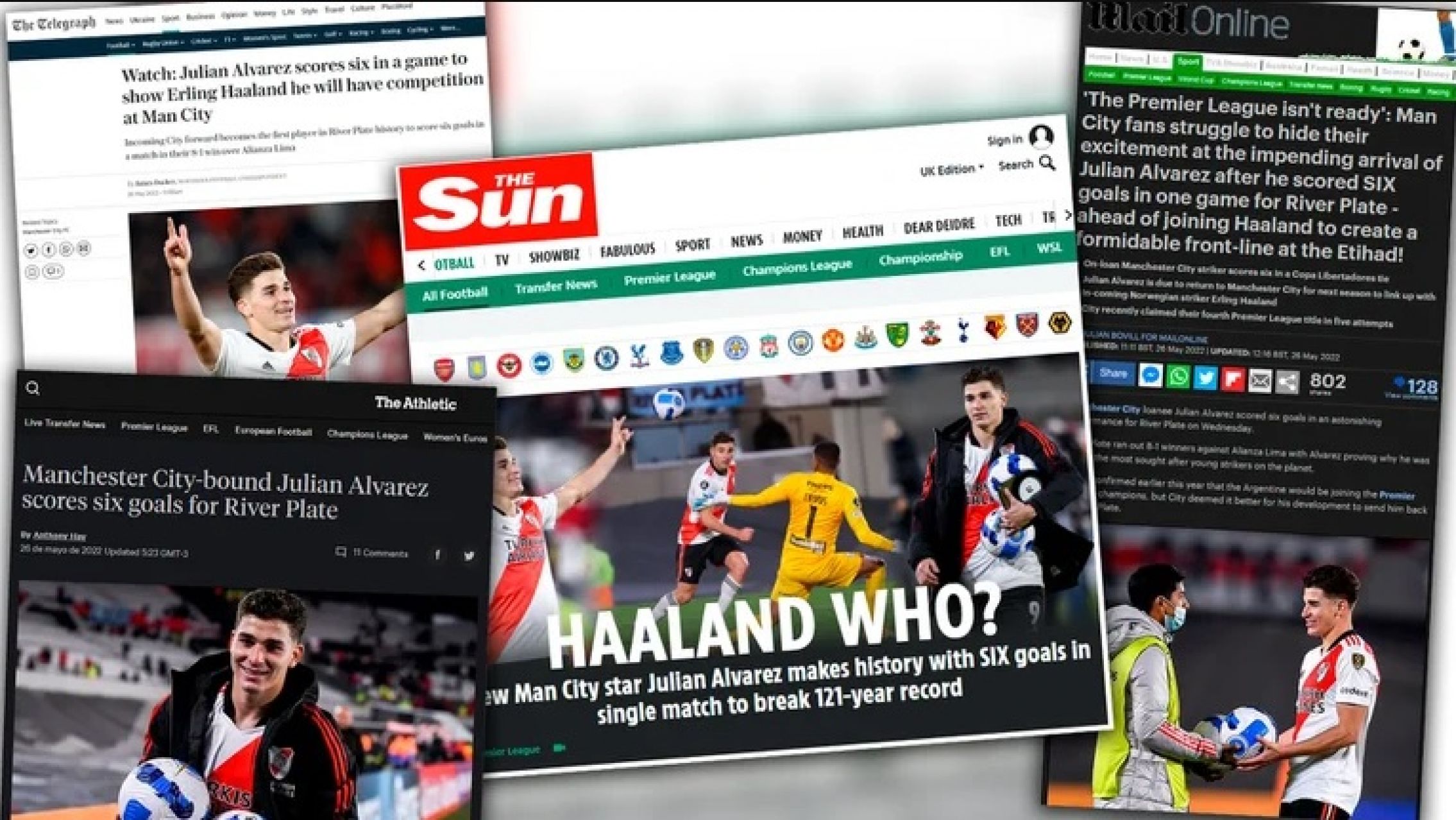 "¿Quién es Haaland?": en Inglaterra se rinden ante los seis goles de Julián Álvarez